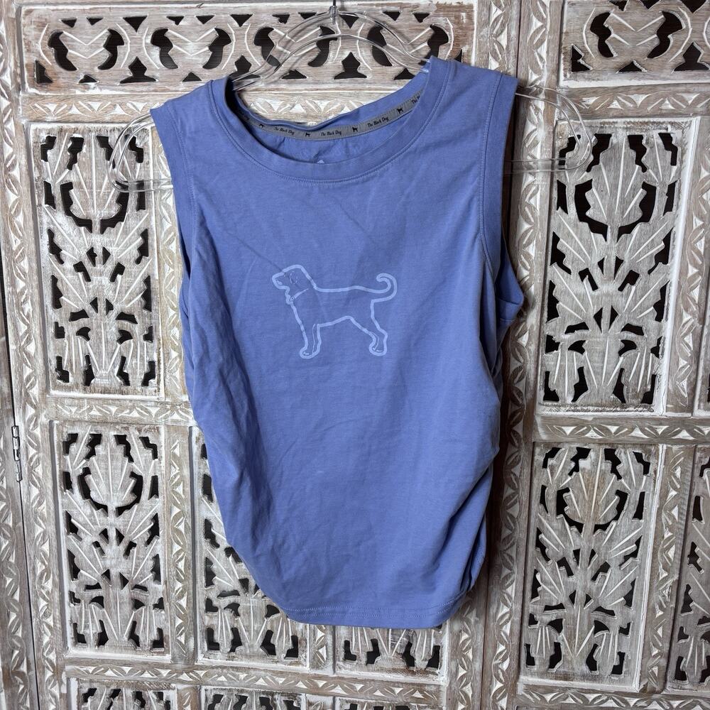 The Black Dog Ruched Sides Sleeveless Beachy Dog Lover Tank Top Size Medium